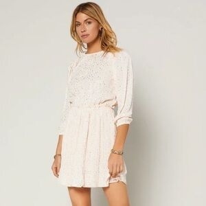 Anthropologie Current Air‎ NWT Medium Metallic Star Print Blouson Pleated Dress